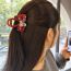 Fashion Claret Geometric Flower Bow Clip With Drop Diamonds