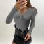 Fashion Grey Polyester Cross V-neck Knitted Sweater Base Layer
