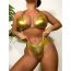 Fashion Gold Polyester Halter Neck Tankini Swimsuit Bikini