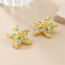 Fashion Blue Alloy Diamond Starfish Stud Earrings