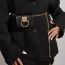 Fashion Rope Chain + Circle Bag (black) Leather Belt Bag Chain Waist Chain