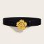 Fashion 4.3cm Large Flower Snap Button (gold Buckle) Metal Flower Wide Belt