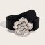 Fashion 4.3cm Large Flower Snap Button (silver Buckle) Metal Flower Wide Belt