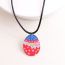 Fashion White Flower Easter Egg-necklace Leather Printed Easter Egg Necklace