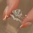 Fashion Silver Geometric Diamond Crown Open Ring Set