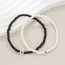 Fashion Black And White Double-layered Rice Beaded Love Bracelet Set Of Two