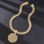 Fashion Gold Round Letter Necklace Pendant +001 Cuban Chain 20inch Alloy Diamond Dollar Mens Necklace