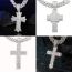Fashion Silver 065 Cross Necklace Pendant +001 Cuban Chain 20inch Alloy Diamond Cross Mens Necklace
