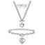 Fashion Steel Color Suit Stainless Steel Glossy Love Necklace Bracelet Earrings Set
