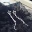 Fashion Silver Copper Set With Diamond Hollow Star Tassel Earrings