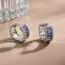 Fashion Purple Diamond And White Gold Earrings Copper Inlaid Zirconium Round Earrings