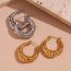 Fashion Silver Stainless Steel Gold Plated Round Earrings
