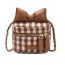 Fashion Brown Checkered Zipper Crossbody Bag