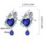 Fashion Blue Alloy Diamond Heart Butterfly Earrings