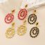 Fashion Rose Red Alloy Multi-layered Oval Earrings