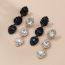 Fashion Black Alloy Diamond Oval Earrings