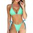 Fashion Pink + Rose Red Polyester Halterneck Lace-up One-piece Swimsuit Bikini