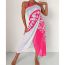 Fashion Pink Black Polyester Mesh Patchwork Printed Swimsuit Cover-up