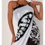 Fashion Rose Red White Polyester Mesh Patchwork Printed Swimsuit Cover-up