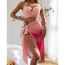 Fashion Pink Polyester Crossover Swimsuit Bikini Gradient Mesh Skirt Three-piece Set