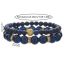 Fashion Blue Lapis Gold Beads Bracelet Set