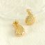 Fashion Gold Stainless Steel Textured Drop-shaped Earrings