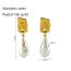 Fashion Gold Stainless Steel Irregular Pearl Earrings