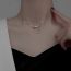 Fashion 19# Necklace-silver Drop Circle Titanium Steel Diamond Geometric Y-shaped Necklace