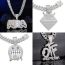 Fashion Golden Ice Face Necklace Pendant +001 Cuban Chain 20inch Alloy Diamond Ice-faced Mens Necklace