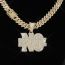 Fashion Gold No Necklace Pendant +001 Cuban Chain 20inch Alloy Diamond Letter Mens Necklace