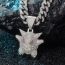 Fashion Silver Gengar Necklace 20inch Cuban Chain + Pendant Geometric Diamond Elf Mens Necklace