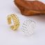 Fashion Gold Copper Geometric Three Layer Ball Ring
