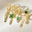 Fashion Dark Green Copper Inlaid Zirconium Geometric Pendant Chain Earrings 6-piece Set