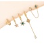 Fashion Color Copper Inlaid Zirconium Star Pendant Chain Earring Set Of 6 Pieces