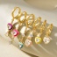 Fashion Color Copper Inlaid Zirconium Dripping Oil Love Pendant Earring Set Of 6 Pieces
