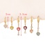 Fashion Color Copper Inlaid Zirconium Dripping Oil Love Pendant Earring Set Of 6 Pieces