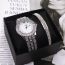 Fashion Gold Watch+gold Bracelet+box Stainless Steel Diamond Round Dial Watch + Bracelet