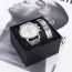 Fashion Black Plate Watch + National Pattern Bracelet + Box Stainless Steel Round Dial Mens Watch + National Pattern Bracelet