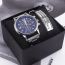 Fashion Black Dial Watch Stainless Steel Round Dial Mens Watch