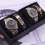 Fashion Black Mens Watch+cool Bracelet+box Stainless Steel Round Dial Mens Watch + Round Bracelet