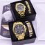 Fashion Black Face Mens Watch + National Pattern Bracelet + Box Stainless Steel Round Dial Watch + National Pattern Bracelet