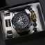 Fashion Black Watch + Bracelet 2 + Gift Box Stainless Steel Round Dial Mens Watch + Bracelet Bracelet Set