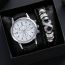 Fashion White Plate Black Belt Stainless Steel Round Dial Mens Watch