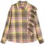 Fashion Color Cotton Ruffled Checked Lapel Button-down Shirt