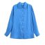 Fashion Blue Cotton Lapel Button-down Shirt