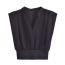 Fashion Black Cotton V-neck Sleeveless Top