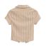 Fashion Coffee Color Cotton Lapel Buttoned Striped Short Sleeves
