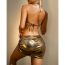 Fashion Gold Polyester Halter Neck Split Swimsuit Bikini Three Piece Set