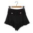 Fashion Black Cotton Lace Pleated Shorts