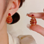 Fashion Khaki-water Drop Oil Spiral Earrings (thick Real Gold Plating) Copper Drip Oil Spiral Water Drop Earrings